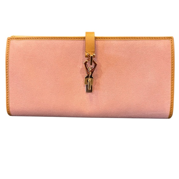 Gucci Jackie Pink and Tan Suede Wallet - Picture 10 of 13